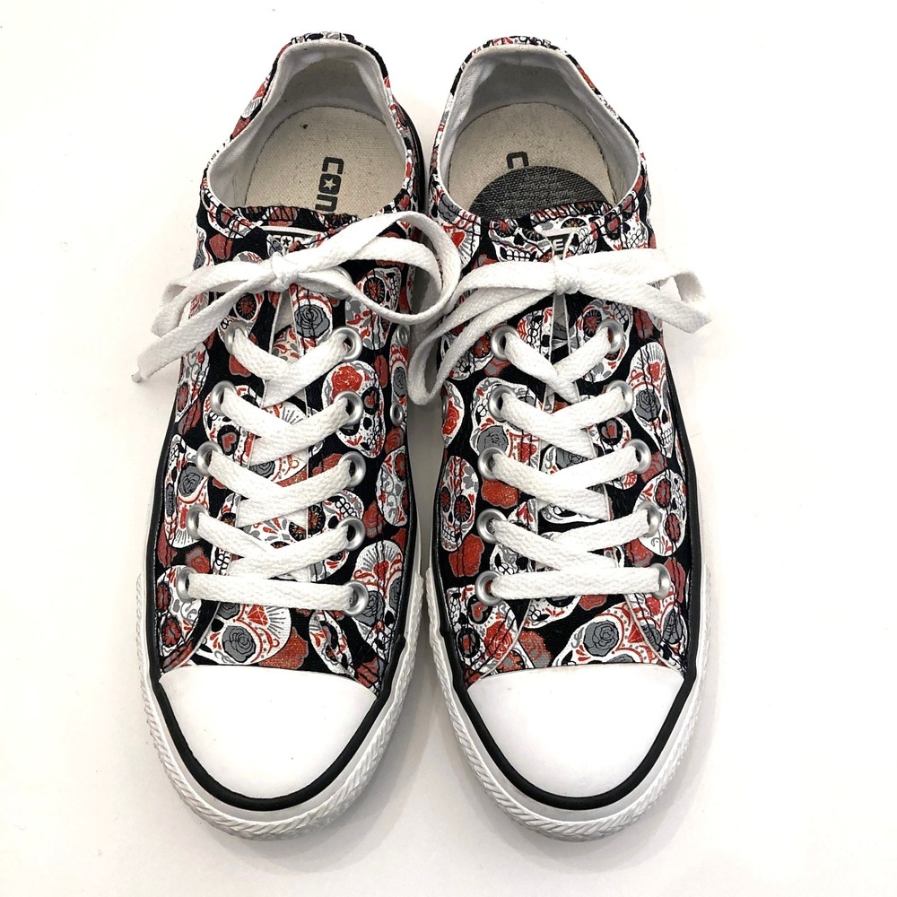Converse All Star Day of the Dead Sugar Skull Womens 8 Mens 6 Red Black White